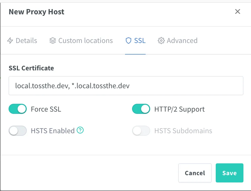 Configuring SSL for the new host
